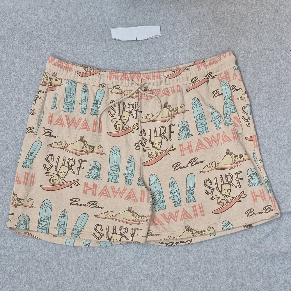 The Simpsons Men Sleepwear 3X Beige Graphic Sweat Fleece Bart Simpson Pajama